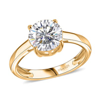 Moissanite 1.40 ctw Solitaire Ring in 18K Vermeil Yellow Gold Over Sterling Silver