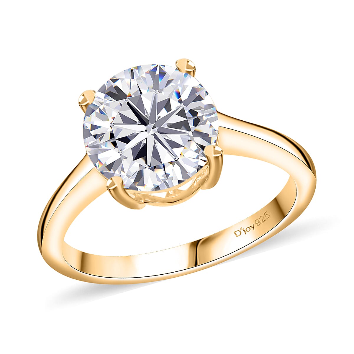 Moissanite (Rnd 9.2mm) Solitaire Ring in 18K Vermeil YG Over Sterling Silver (Size 10.0) 2.50 ctw