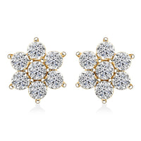Luxuriant Lab Grown Diamond G SI 1.25 ctw Floral Earrings in 14K Yellow Gold Over Sterling Silver