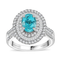 Rhapsody 950 Platinum AAAA Paraiba Tourmaline, Diamond (E-F, VS) Ring (Size 7.0) (8.28 g) 3.18 ctw