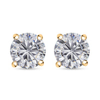 Moissanite (Rnd 6.5mm) Stud Earring in 18K Vermeil YG Over Sterling Silver 1.85 ctw