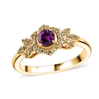 AAA Radiant Ember Garnet, Madagascar Yellow Sapphire Ring in 18K Vermeil YG Over Sterling Silver (Size 10.0) 0.70 ctw