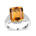 Premium Santa Ana Madeira Citrine, Moissanite Ring in Rhodium Over Sterling Silver (Size 10.0) 7.30 ctw - Sticky add to cart bar