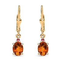 D'Joy Premium Santa Ana Madeira Citrine and Ouro Fino Rubellite 2.40 ctw Lever Back Earrings in 18K Vermeil Yellow Gold Over Sterling Silver