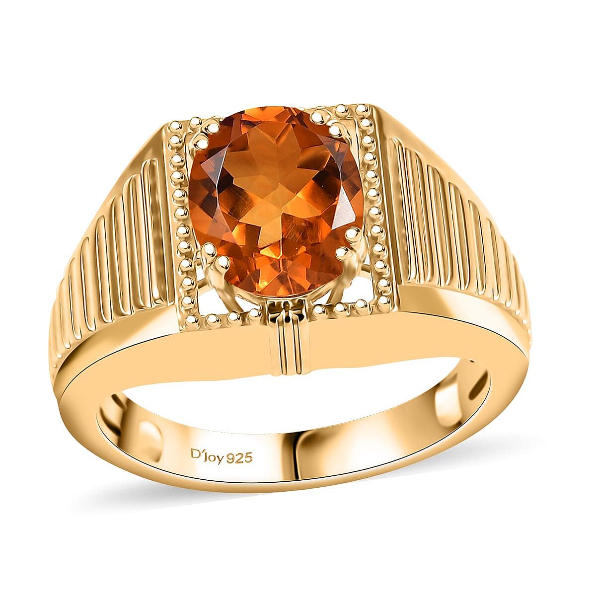 Santa Ana Madeira Citrine Men's Ring in 18K Vermeil YG Over Sterling Silver (Size 10.0) 2.50 ctw