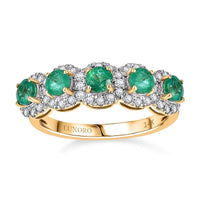 Luxoro AAA Boyaca Colombian Emerald and G-H I2 Diamond 1.50 ctw Ring in 14K Yellow Gold