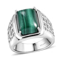 Karis African Malachite Men's Ring in Platinum Bond (Size 10.0) 9.15 ctw - Sticky add to cart bar