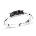 Black Diamond (IR) 3 Stone Ring in Rhodium Over Sterling Silver (Size 10.0) 0.35 ctw - Sticky add to cart bar