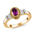 AAA Radiant Ember Garnet, Yellow and White Diamond 0.75 ctw Ring in 18K Vermeil Yellow Gold Over Sterling Silver - Sticky add to cart bar