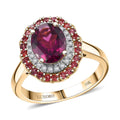 Doorbuster Luxoro 10K Yellow Gold AAA Radiant Ember Garnet, Padparadscha Sapphire, Diamond (I2) Ring (Size 10.0) 2.72 ctw - Sticky add to cart bar