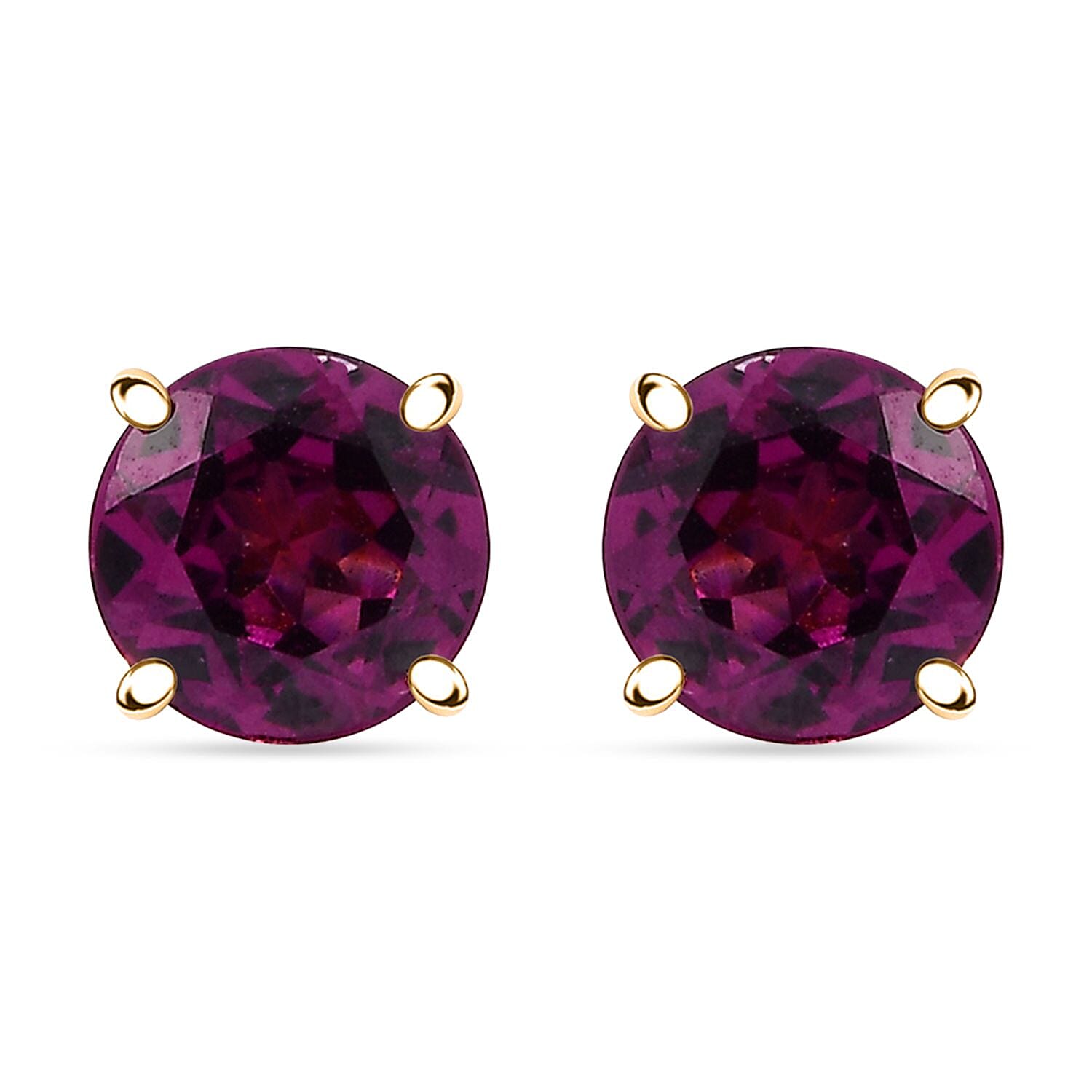 Certified & Appraised Luxoro AAA Radiant Ember Garnet 2.00 ctw Solitaire Stud Earrings in 10K Yellow Gold