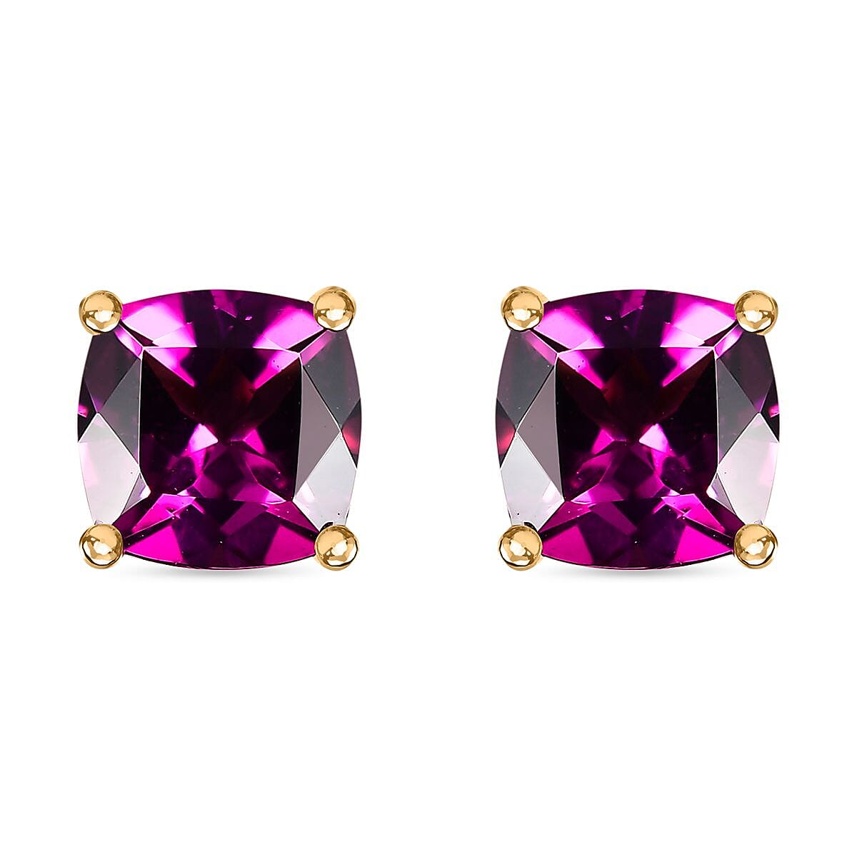 Certified & Appraised Luxoro AAA Radiant Ember Garnet 2.25 ctw Solitaire Stud Earrings in 10K Yellow Gold
