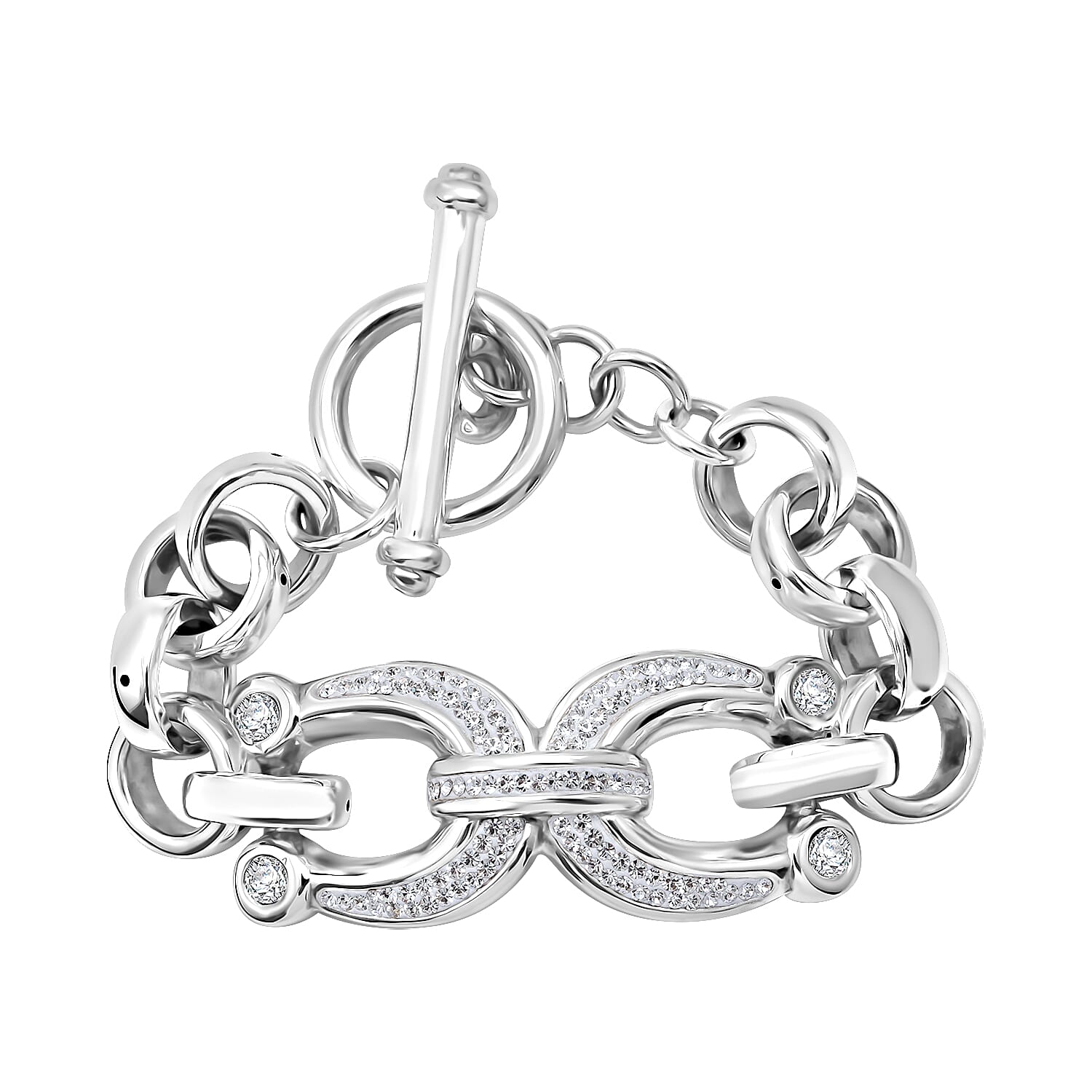 White Austrian Crystal Signature Bracelet in Sterling Silver (6.50 In)