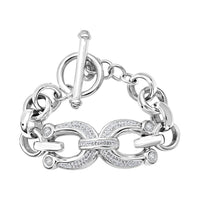 White Austrian Crystal Signature Bracelet in Sterling Silver (6.50 In)