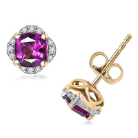 Certified & Appraised Luxoro AAA Radiant Ember Garnet and G-H I2 Diamond 1.43 ctw Earrings in 10K Yellow Gold