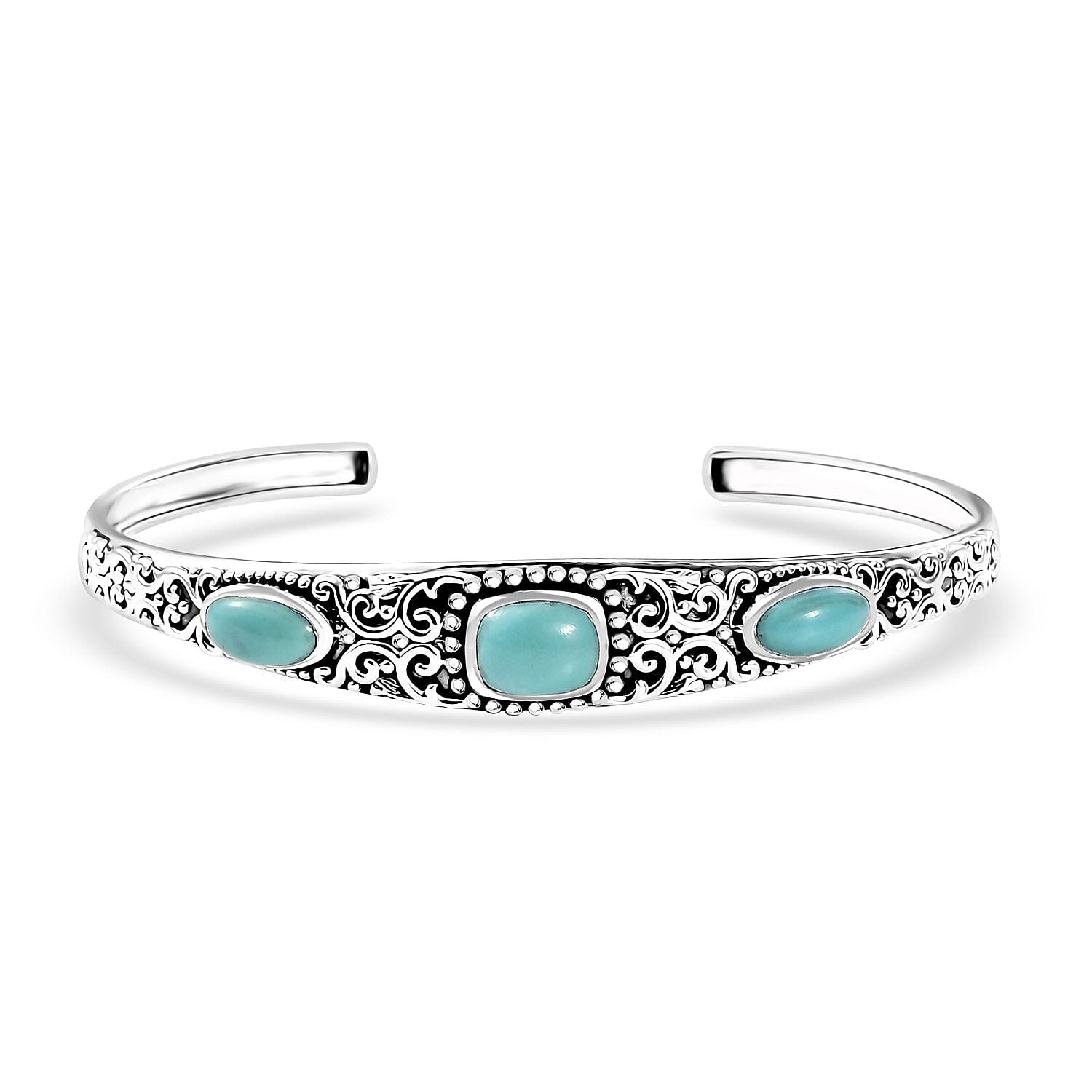 D'Joy Artisan Crafted Sleeping Beauty Turquoise 4.70 ctw Cuff Bracelet in Sterling Silver (7.25 In)