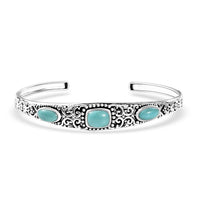 D'Joy Artisan Crafted Sleeping Beauty Turquoise 4.70 ctw Cuff Bracelet in Sterling Silver (7.25 In)