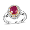 Niassa Ruby (FF), White Zircon Ring in 18K Vermeil YG and Rhodium Over Sterling Silver (Size 10.0) 2.70 ctw - Sticky add to cart bar