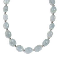 Aquamarine 138.00 ctw Beaded Necklace in Rhodium Over Sterling Silver 18-20 Inches