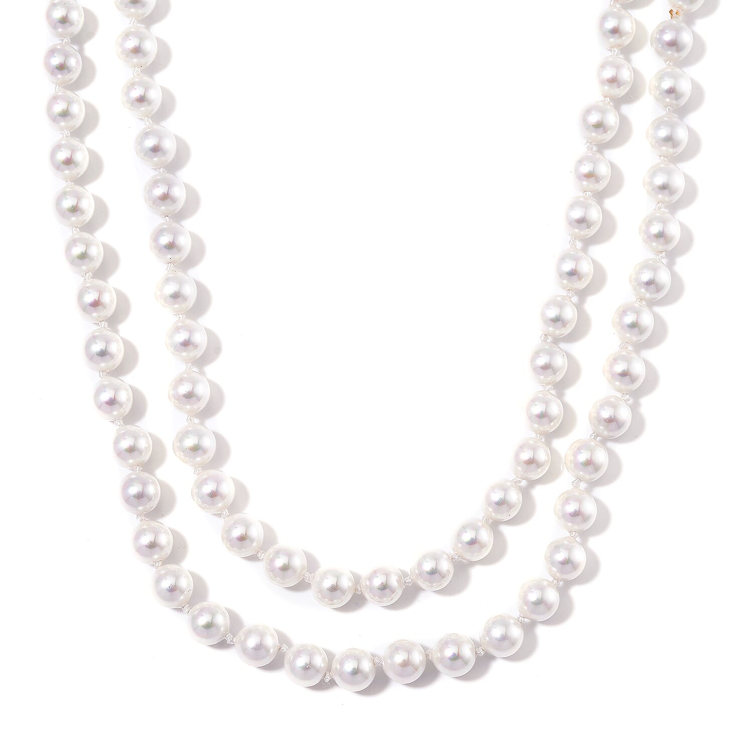 Doorbuster White Shell Pearl Endless Necklace (24 Inches)