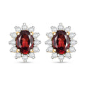 Mozambique Garnet, White Zircon Sunburst Stud Earrings in 18K Vermeil YG Over Sterling Silver 2.60 ctw - Sticky add to cart bar