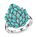 Lagoon Turquoise 3.50 ctw Ring in Rhodium Over Sterling Silver (Size 8.0) - Sticky add to cart bar