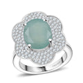 Grandidierite, White Zircon Ring in Rhodium Over Sterling Silver (Size 6.0) 4.90 Carat Total Weight - Sticky add to cart bar