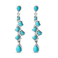 D'Joy Sleeping Beauty Turquoise and Moissanite 3.40 ctw Drop Earrings in Rhodium Over Sterling Silver - Sticky add to cart bar