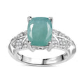 Grandidierite, White Zircon Ring in Rhodium Over Sterling Silver (Size 7.0) 3.75 Carat Total Weight - Sticky add to cart bar