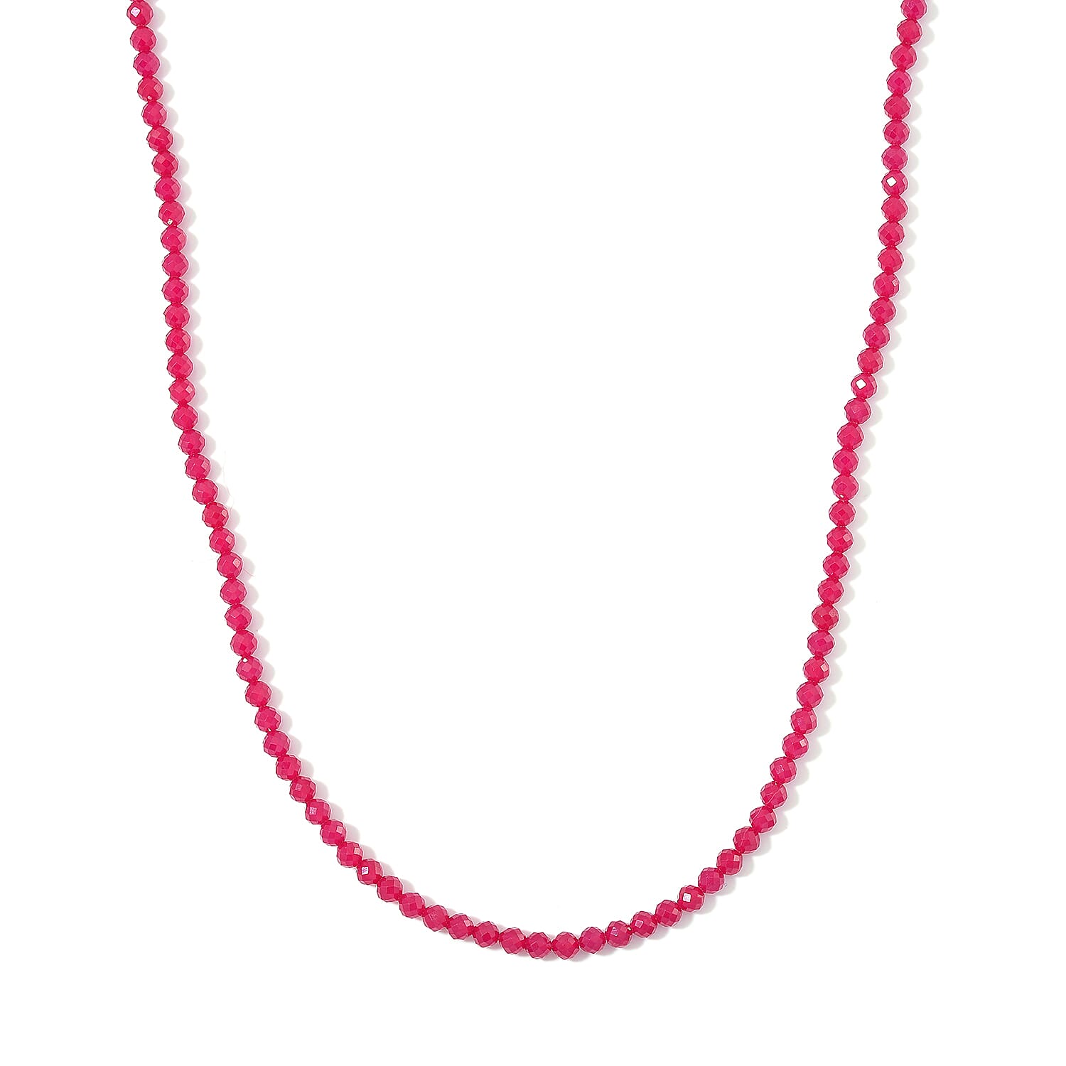 Lab Grown Ruby 75.00 ctw Beaded Necklace in Stainless Steel 18-20 Inches
