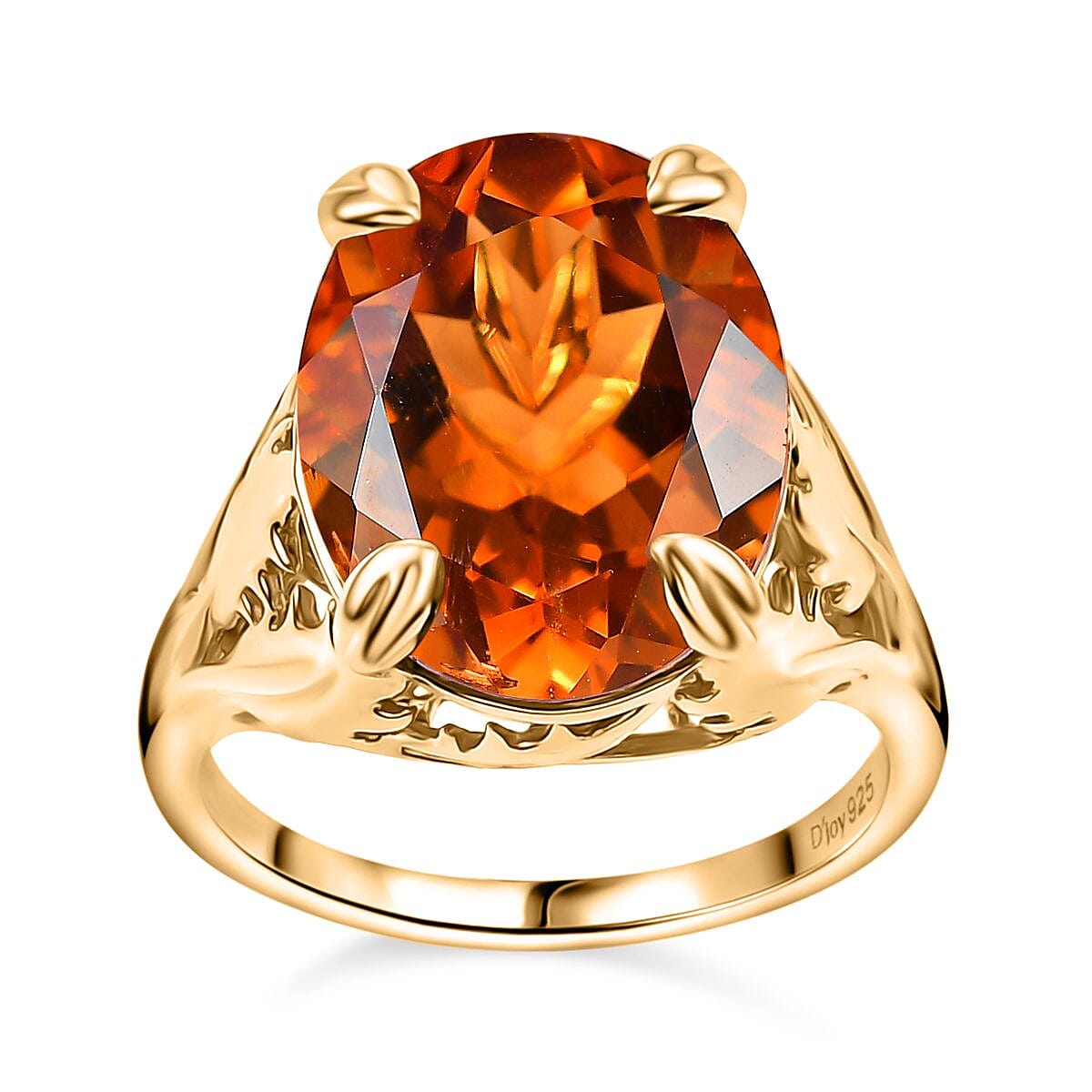 Premium Santa Ana Madeira Citrine Ethereal Leaf Ring in 18K Vermeil YG Over Sterling Silver (Size 7.0) 8.85 ctw