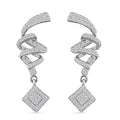Diamond Spiral Drop Earrings in Rhodium Over Sterling Silver 1.00 ctw - Sticky add to cart bar