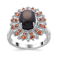 Doorbuster Bankacha Natural Black Star Sapphire, Multi Gemstone Ring in Rhodium Over Sterling Silver 6.54 ctw - Sticky add to cart bar