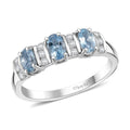 Santamaria Aquamarine ,  Moissanite  Main Stone With Side Stone Ring in rhodium Sterling Silver 0.85 ctw - Sticky add to cart bar