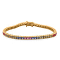 Doorbuster Rainbow Sapphire 8.40 ctw Symphony Bracelet in Vermeil Yellow Gold OVer Sterling Sil (8.00 In) - Sticky add to cart bar