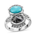 Artisan Crafted Lagoon Turquoise, White Buffalo Ring in Sterling Silver (Size 7.0) 4.00 ctw - Sticky add to cart bar