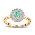 AAA Boyaca Colombian Emerald, Diamond (0.35 cts) Ring in 18K Vermeil YG Over Sterling Silver (Size 7.0) 0.65 ctw - Sticky add to cart bar