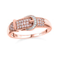 Natural Pink Diamond (I3), White Diamond Buckle Ring in Vermeil RG Over Sterling Silver (Size 10.0) 0.25 ctw - Sticky add to cart bar