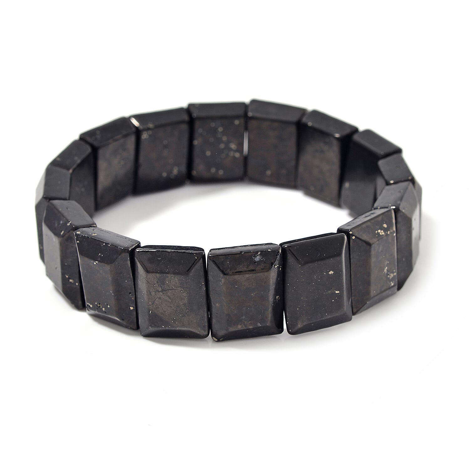 Shungite 170.00 ctw Block Stretch Bracelet
