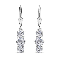 Moissanite (Rnd 5mm) Lever Back Earrings in Rhodium Over Sterling Silver 1.75 ctw