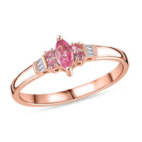 Mahenge Spinel, Diamond Ring in 18K Vermeil RG Over Sterling Silver (Size 10.0) 0.35 ctw