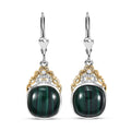 D'Joy African Malachite and White Zircon 17.50 ctw Verdant Crown Earrings in 18K Vermeil YG and Rhodium Over Sterling Silver - Sticky add to cart bar