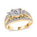 Moissanite 2.00 ctw Ring in 18K Vermeil Yellow Gold Over Sterling Silver (Size 10.0) - Sticky add to cart bar