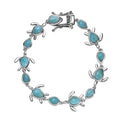 Natural Green Larimar Turtle Bracelet in Rhodium Over Sterling Silver (6.50 In) 9.30 ctw - Sticky add to cart bar