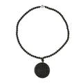 Shungite 300.00 ctw Dragon and Yin-Yang Carved with Beaded Necklace in Rhodium Over Sterling Silver 20 Inches - Sticky add to cart bar