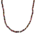 Multi-Tourmaline 55.00 ctw Beaded Necklace in Rhodium Over Sterling Silver 18 Inches - Sticky add to cart bar