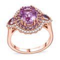 14K Rose Gold AAAA Patroke Kunzite , Pink Sapphire , White Diamond I2 Ring , Gold Wt. 5 g 4.53 (Size 6.0) 4.75 ctw - Sticky add to cart bar