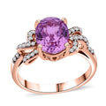 Patroke Kunzite and Moissanite 3.75 ctw Love Knot Ring in Vermeil Rose Gold Over Sterling Silver (Size 10.0) - Sticky add to cart bar