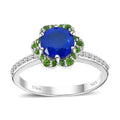 Tanzanian Blue Spinel (DF), Multi Gemstone Ring in Rhodium Over Sterling Silver (Size 10.0) 2.25 ctw - Sticky add to cart bar