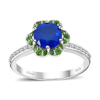 Tanzanian Blue Spinel (DF), Multi Gemstone Ring in Rhodium Over Sterling Silver (Size 10.0) 2.25 ctw
